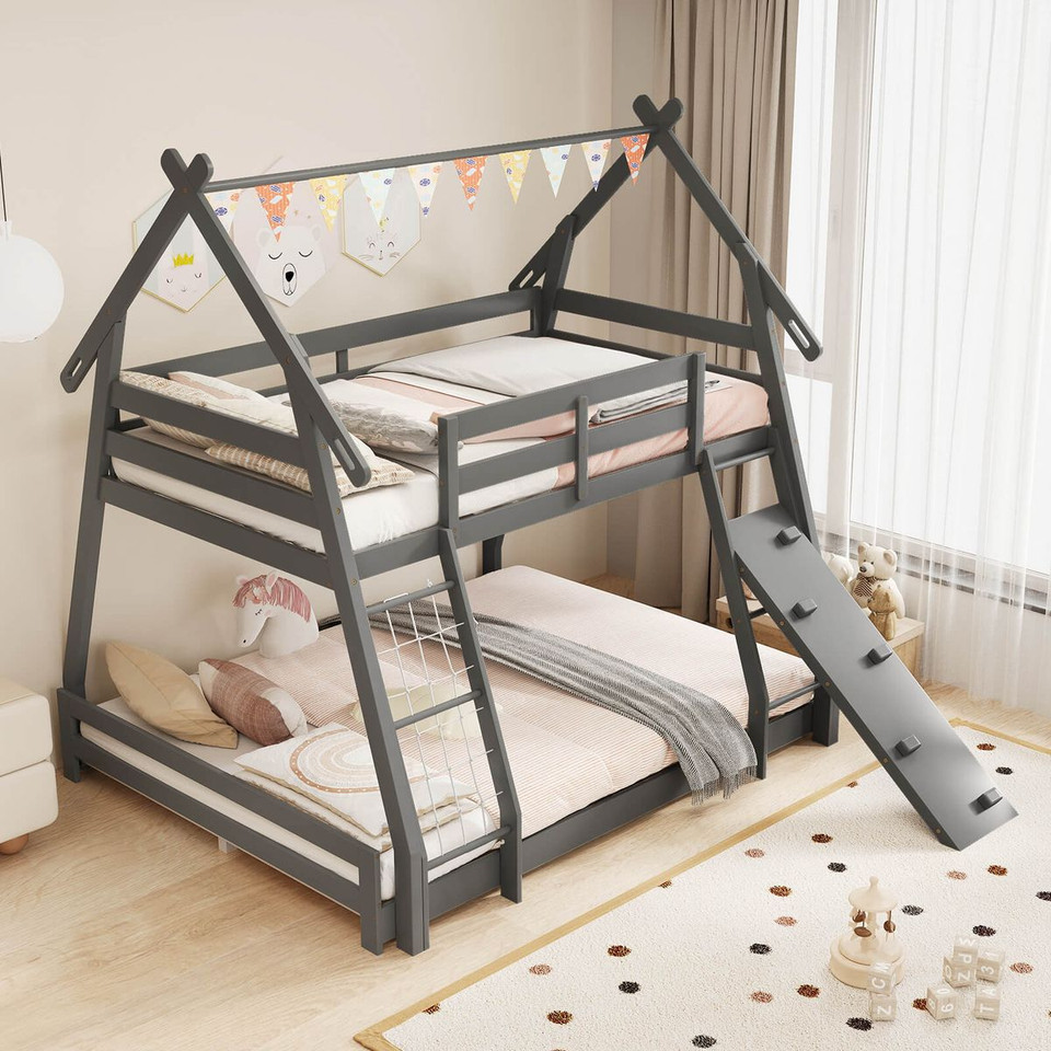 Twin-Over-Queen House Shaped Bunk Bed Frame product image