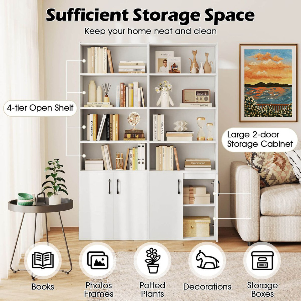  70" Bookcase with Adjustable Shelves with Cabinet  product image