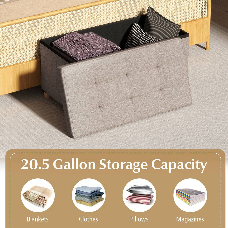 30” Storage Ottoman Bench with Tray (1- or 2-Pack) product image