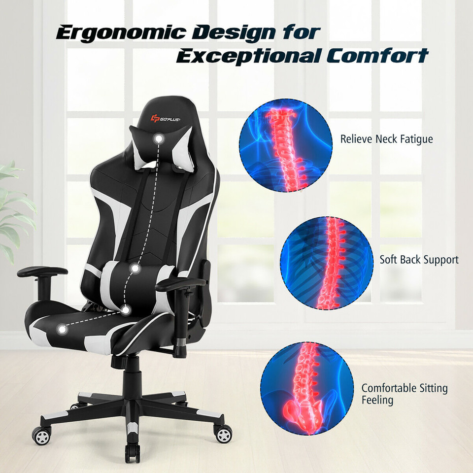 Gaming Chair with Ergonomic Cushion and Lumbar Support Massager product image