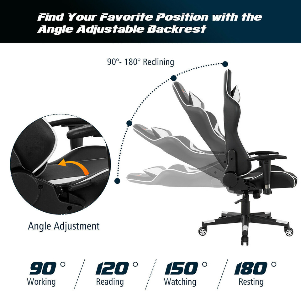 Gaming Chair with Ergonomic Cushion and Lumbar Support Massager product image