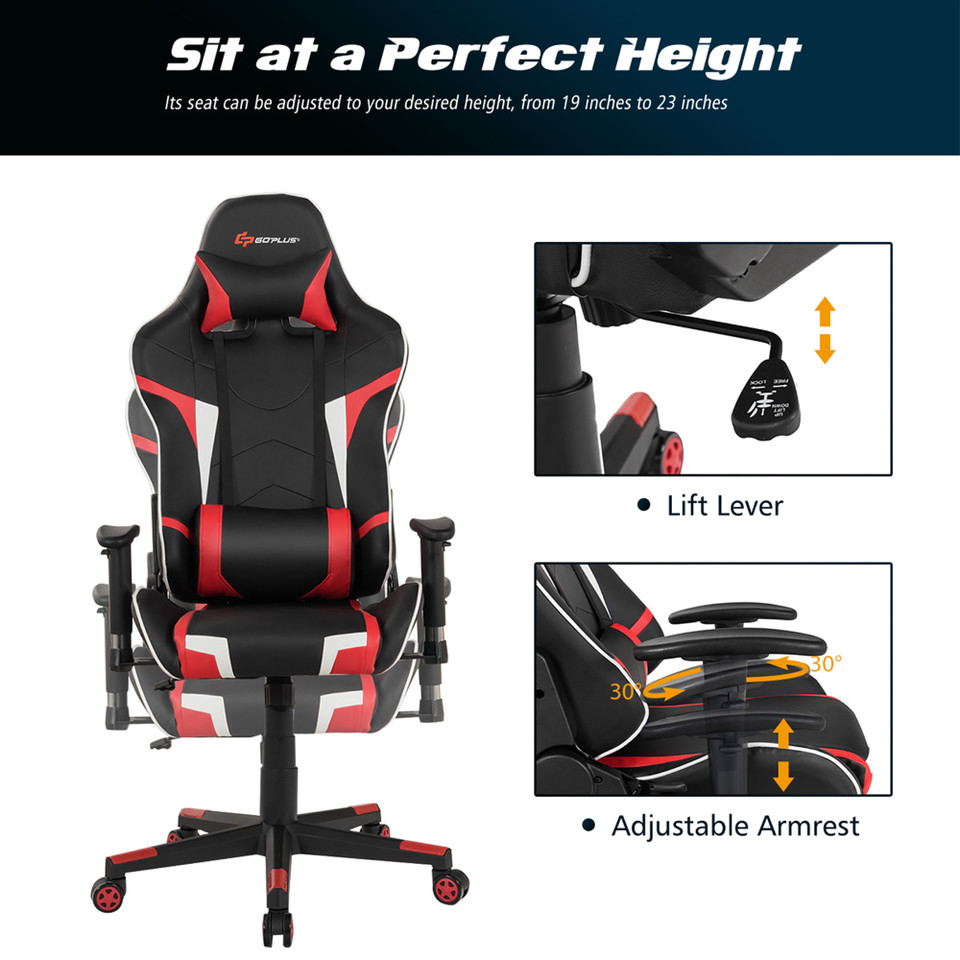 Gaming Chair with Ergonomic Cushion and Lumbar Support Massager product image