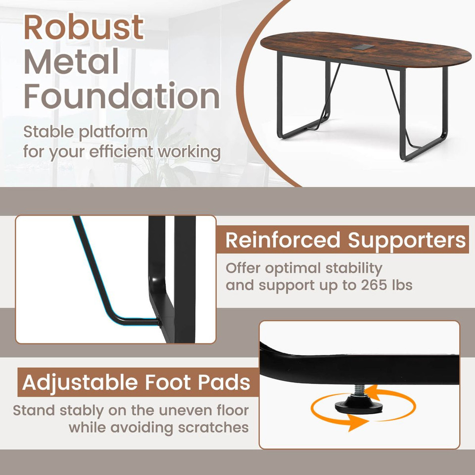 71" Oval Home Office Table with Cable Management product image