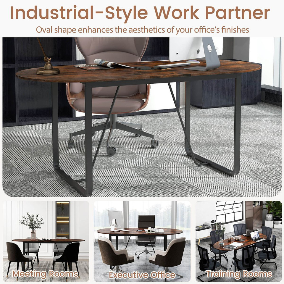 71" Oval Home Office Table with Cable Management product image
