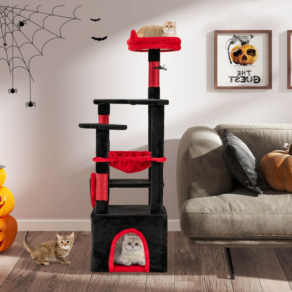 52" Gothic Cat Tree with Plush Perch and Hammock product image