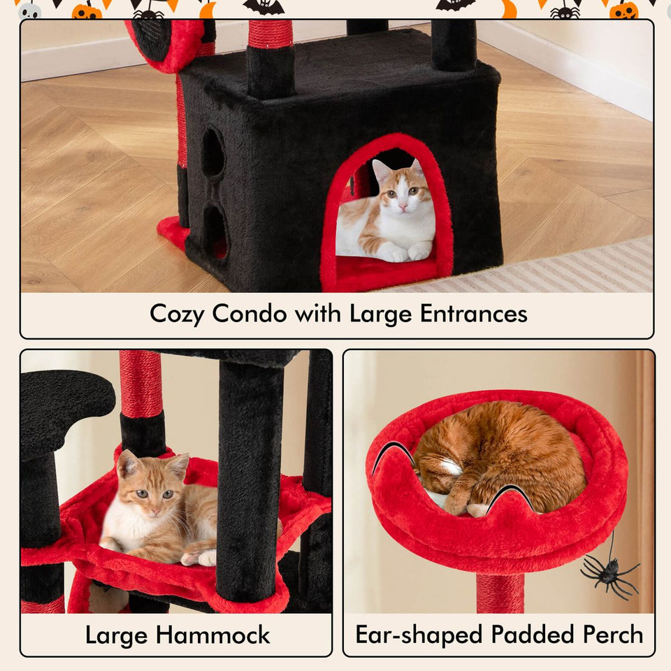 52" Gothic Cat Tree with Plush Perch and Hammock product image