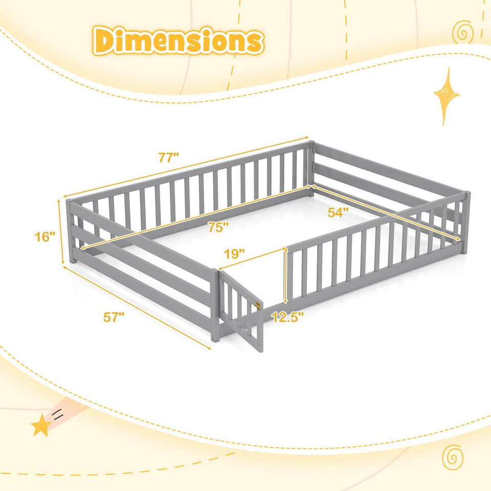 Full Size Floor Bed with Safety Guardrails product image