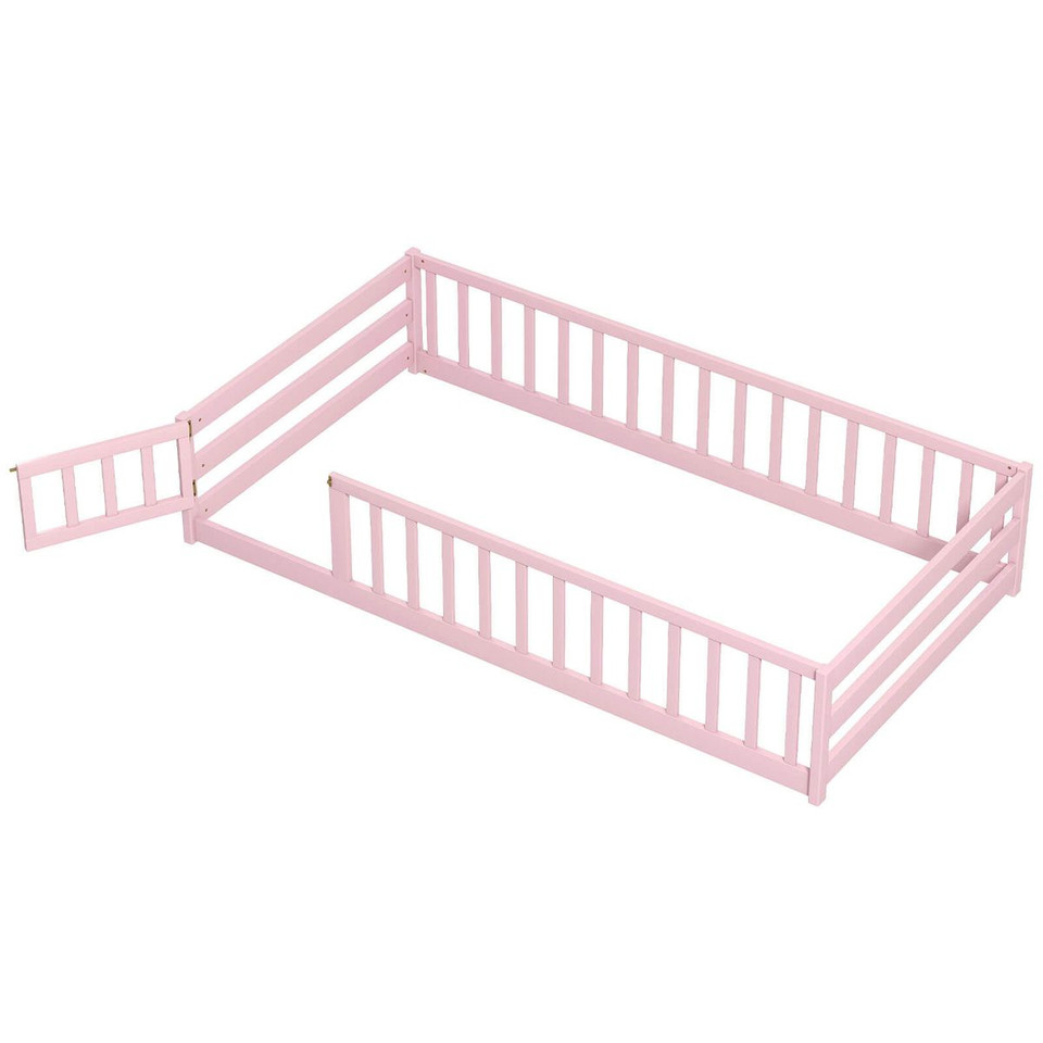 Twin Size Floor Bed with Gate and Safety Guardrails product image