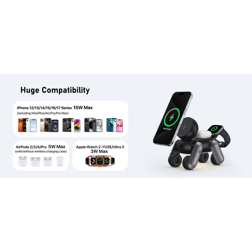 3-in-1 Wireless Charger Robot Dog Stand product image