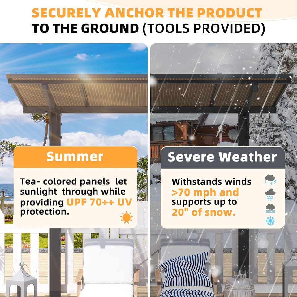 Freestanding Lean-to Hard Top Outdoor Pergola  product image