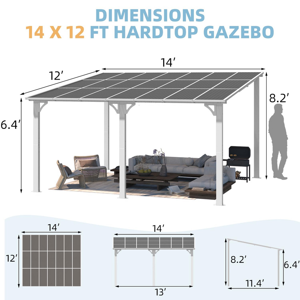 Outdoor Lean-to Hard Top Pergola product image