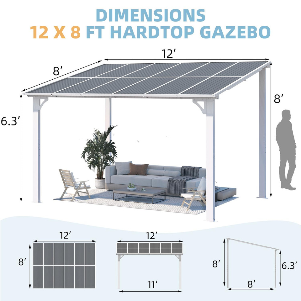 Outdoor Lean-to Hard Top Pergola product image