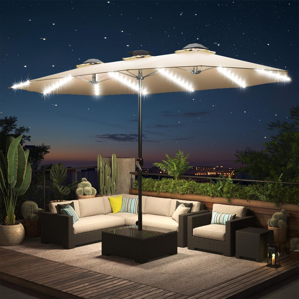 15FT Patio Umbrella with Solar Lights product image