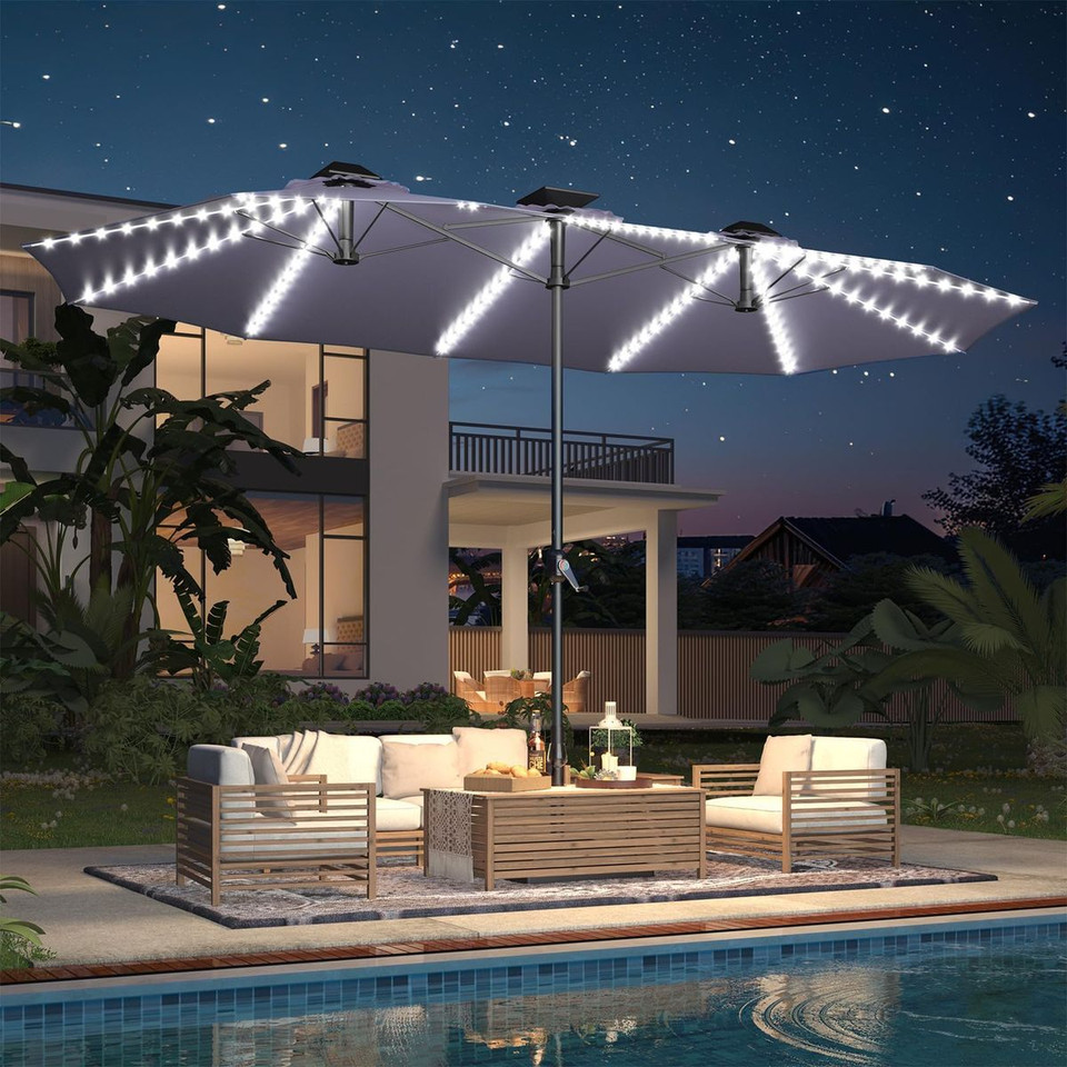 15FT Patio Umbrella with Solar Lights product image