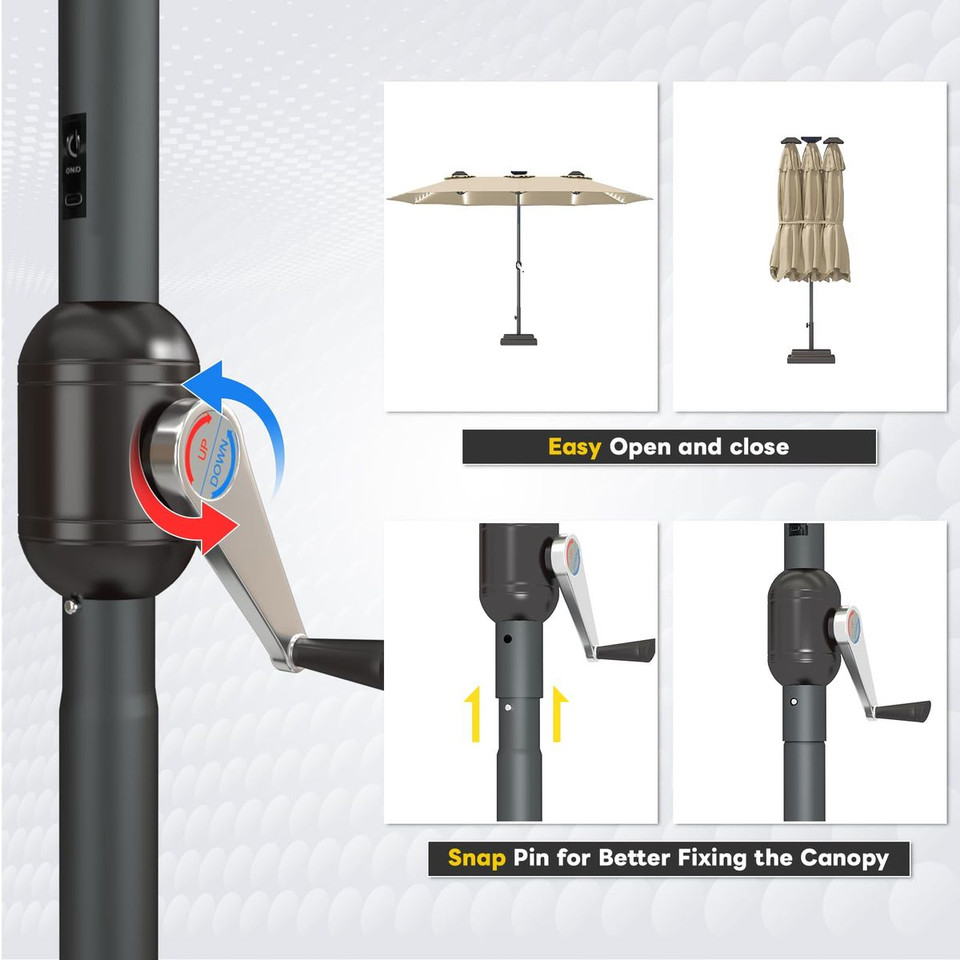 15FT Patio Umbrella with Solar Lights product image