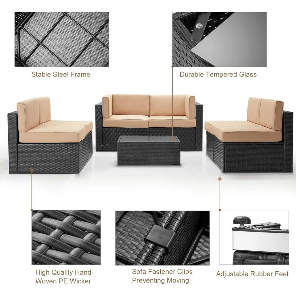 7-Piece Outdoor Patio Furniture Set with 30" Fire Pit Table product image