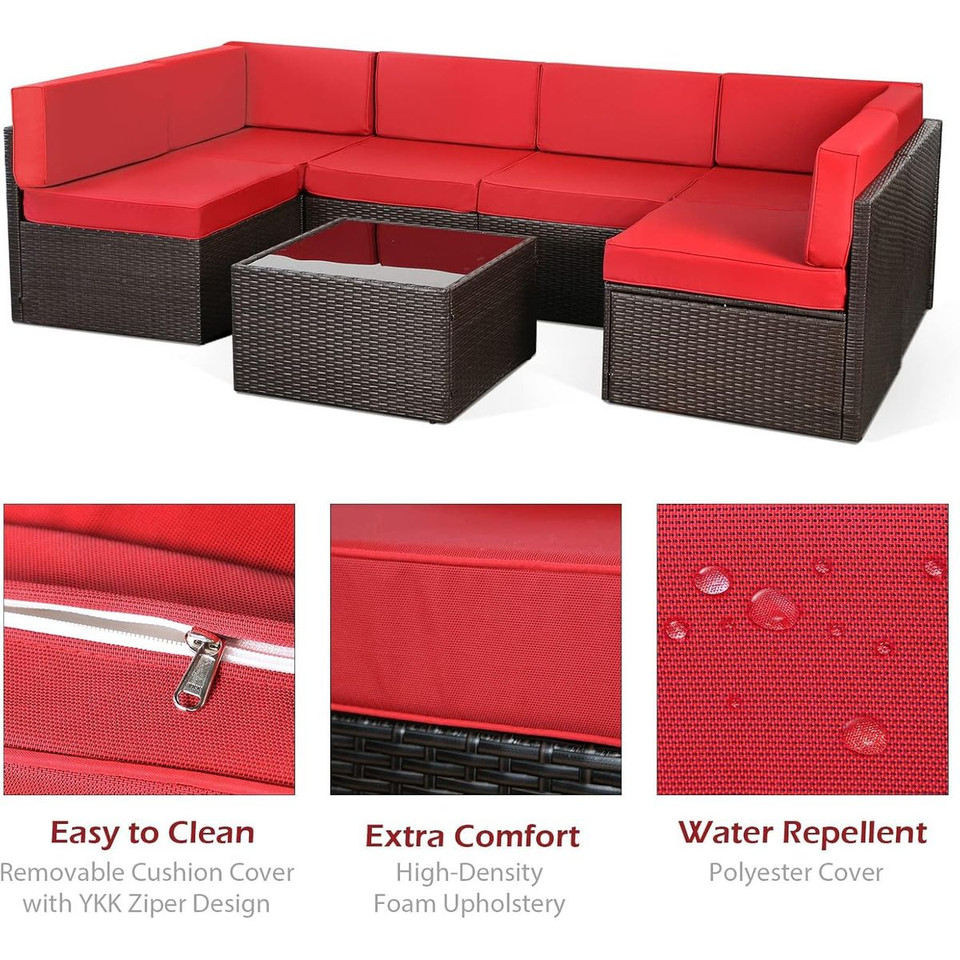 7-Piece Outdoor Patio Furniture Set with 30" Fire Pit Table product image