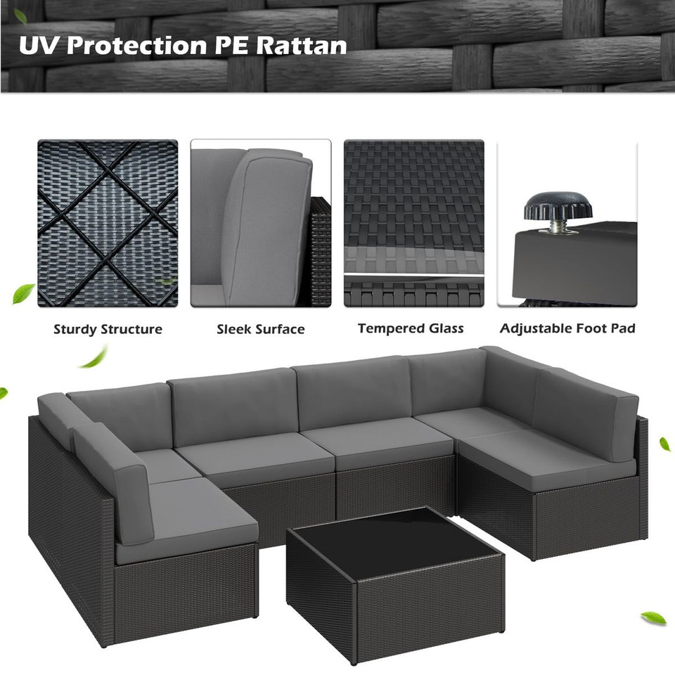 7-Piece Outdoor Patio Furniture Set with 30" Fire Pit Table product image