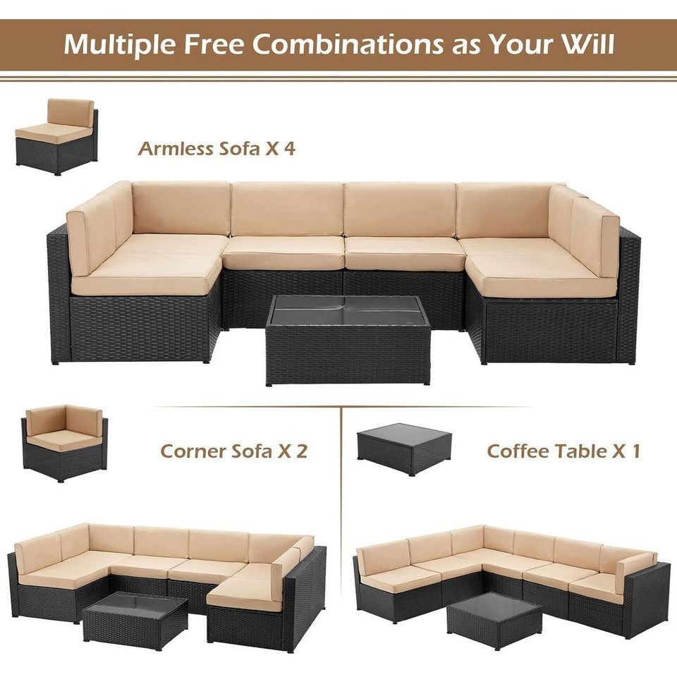 7-Piece Outdoor Patio Furniture Set with 30" Fire Pit Table product image