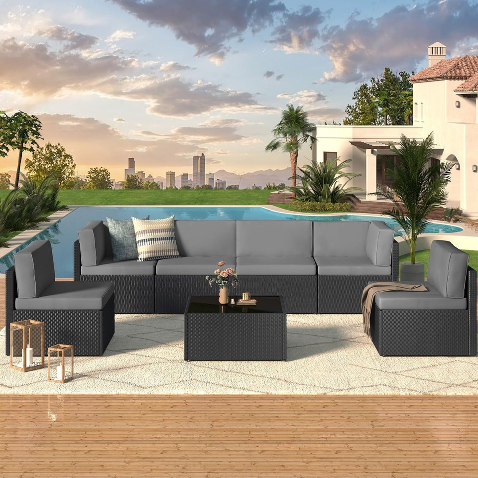 7-Piece Outdoor Patio Furniture Set with 30" Fire Pit Table product image