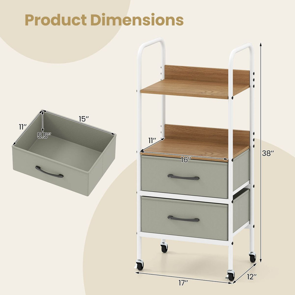 Rolling Utility Storage Cart with Open Shelves (1 or 2-Pack) product image