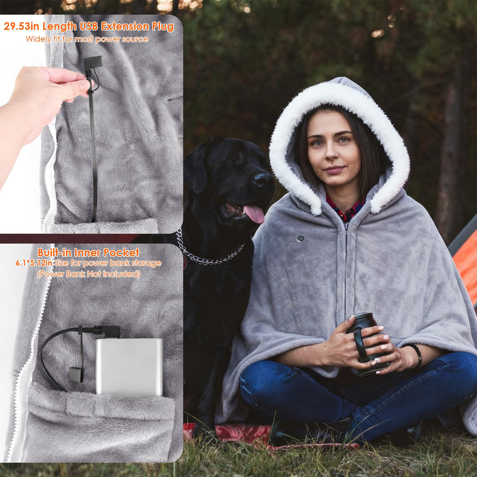 Wearable Double-Sided Heated Throw Blanket (Requires Power Bank) product image