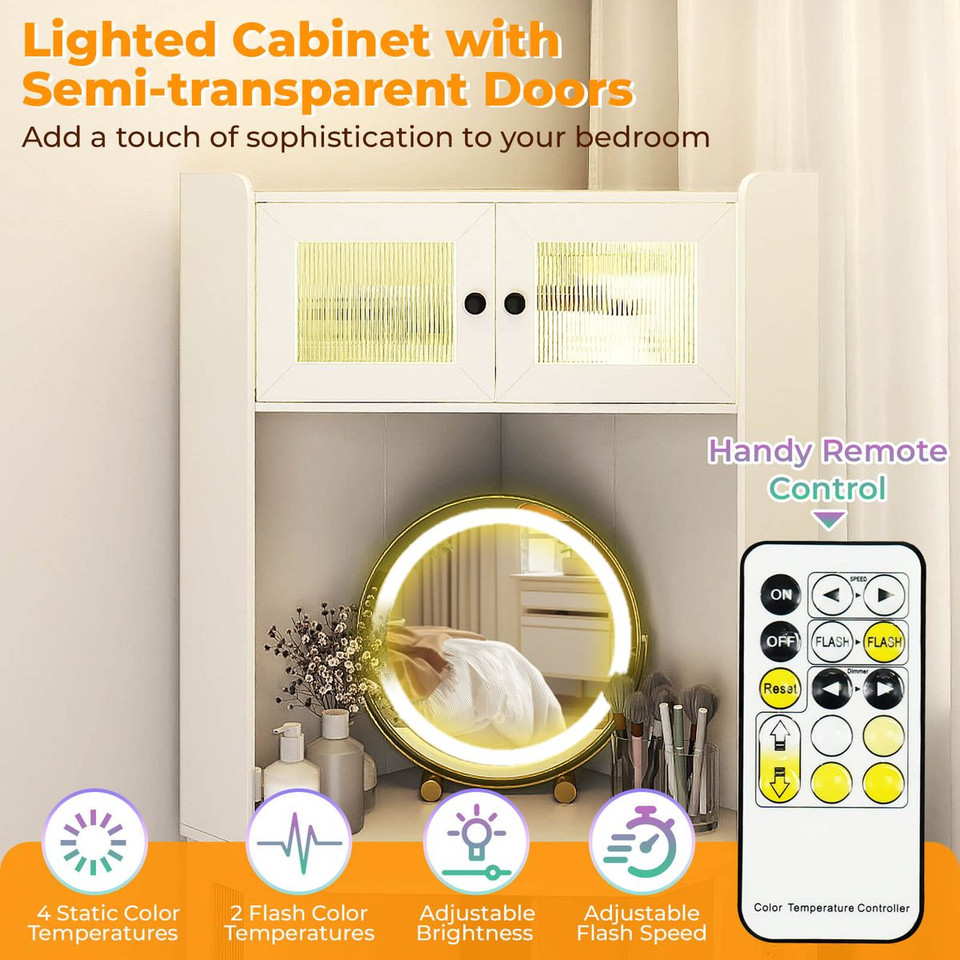 Corner Vanity Desk with Mirror and Lights  product image