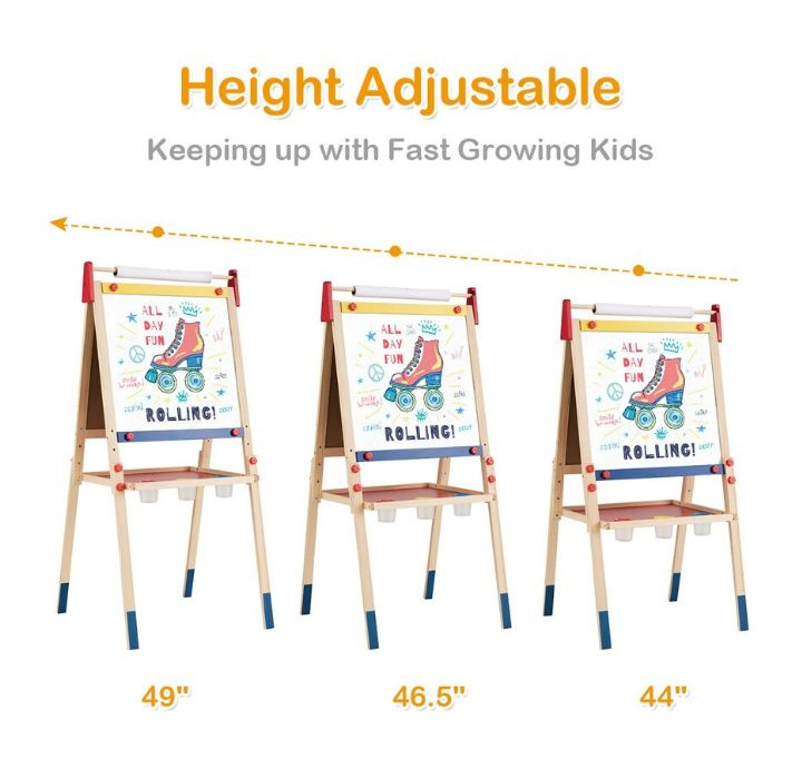 Kids' All-in-One Wooden Art Easel with Paper Roll product image