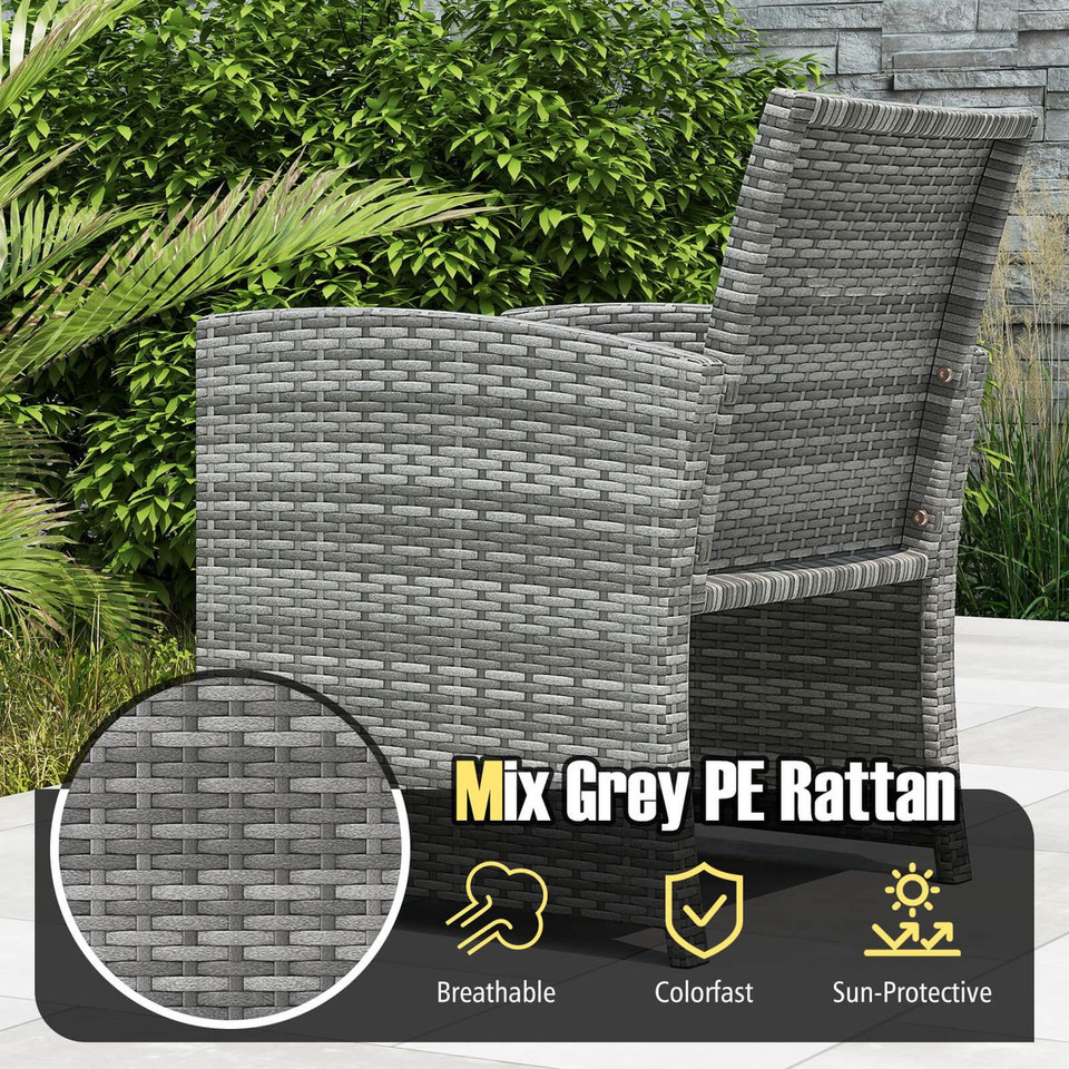 3-Piece Patio Furniture Set with Tempered Glass Coffee Table product image