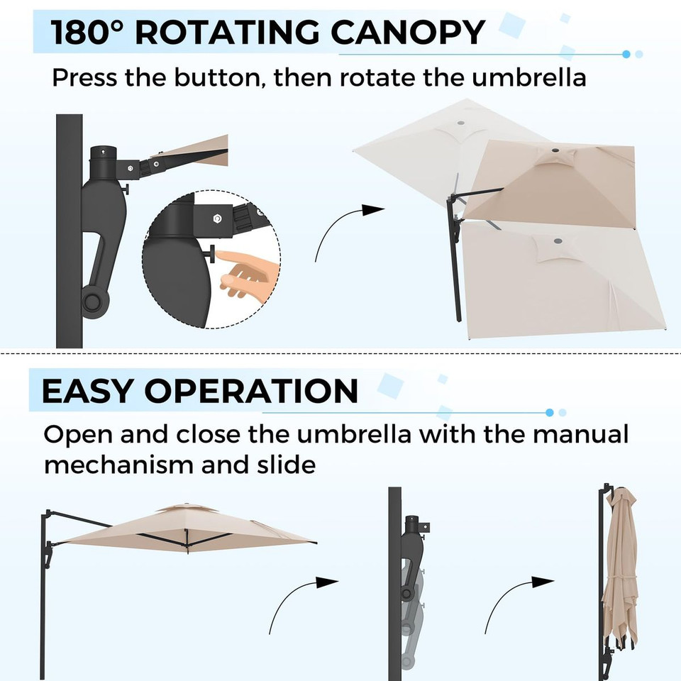 9FT Wall Mounted Outdoor Patio Umbrella product image