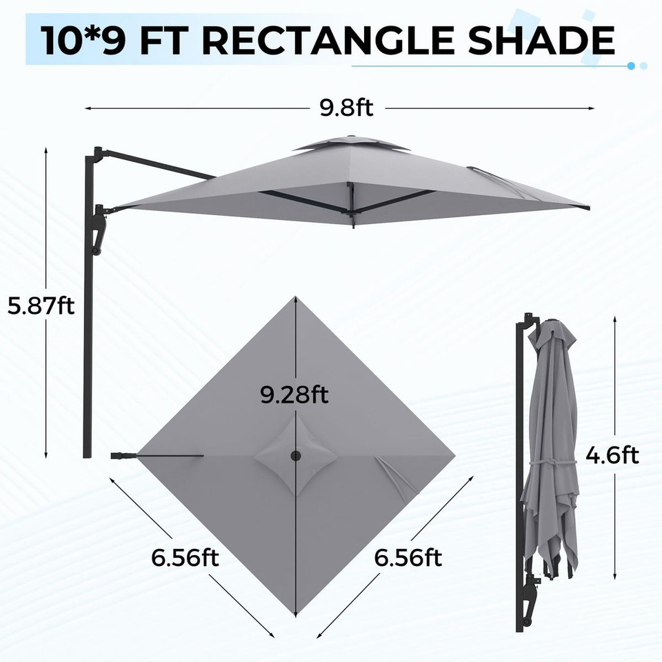 9FT Wall Mounted Outdoor Patio Umbrella product image