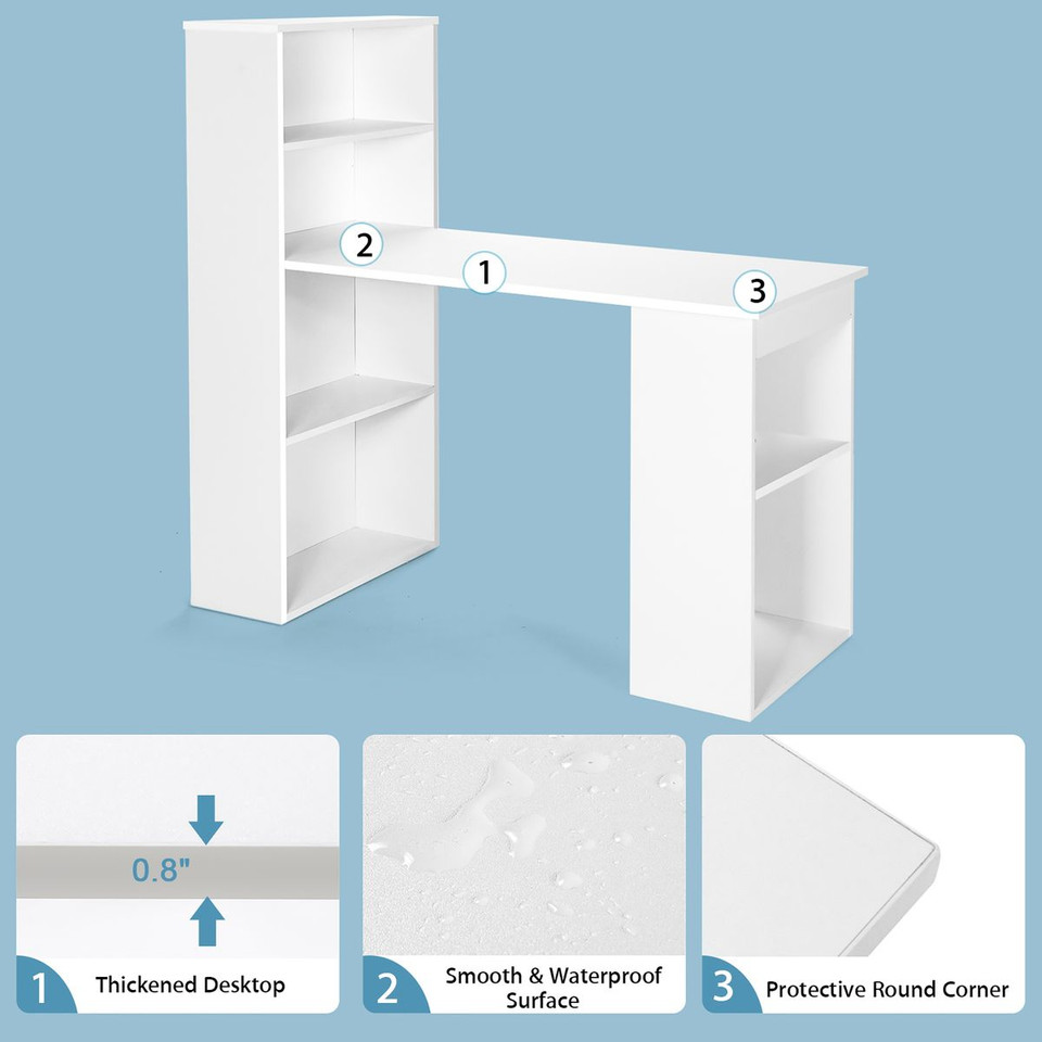 Computer Desk Writing Workstation Office with 6-Tier Storage Shelves product image