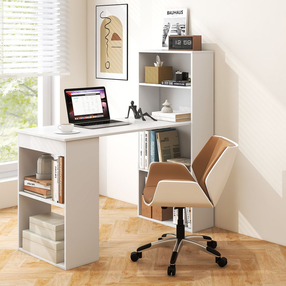 Computer Desk Writing Workstation Office with 6-Tier Storage Shelves product image
