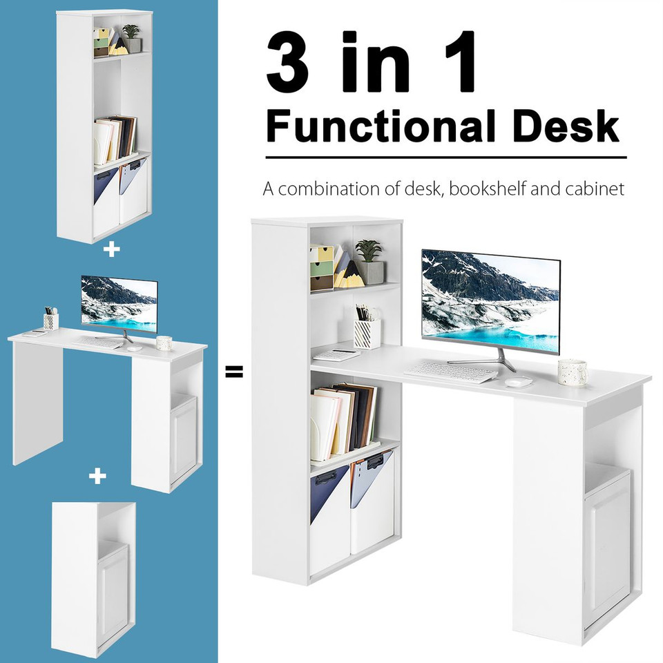 Computer Desk Writing Workstation Office with 6-Tier Storage Shelves product image
