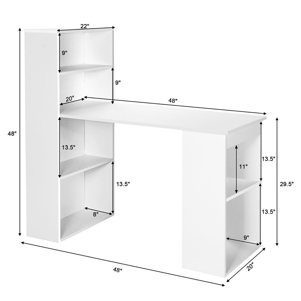 Computer Desk Writing Workstation Office with 6-Tier Storage Shelves product image