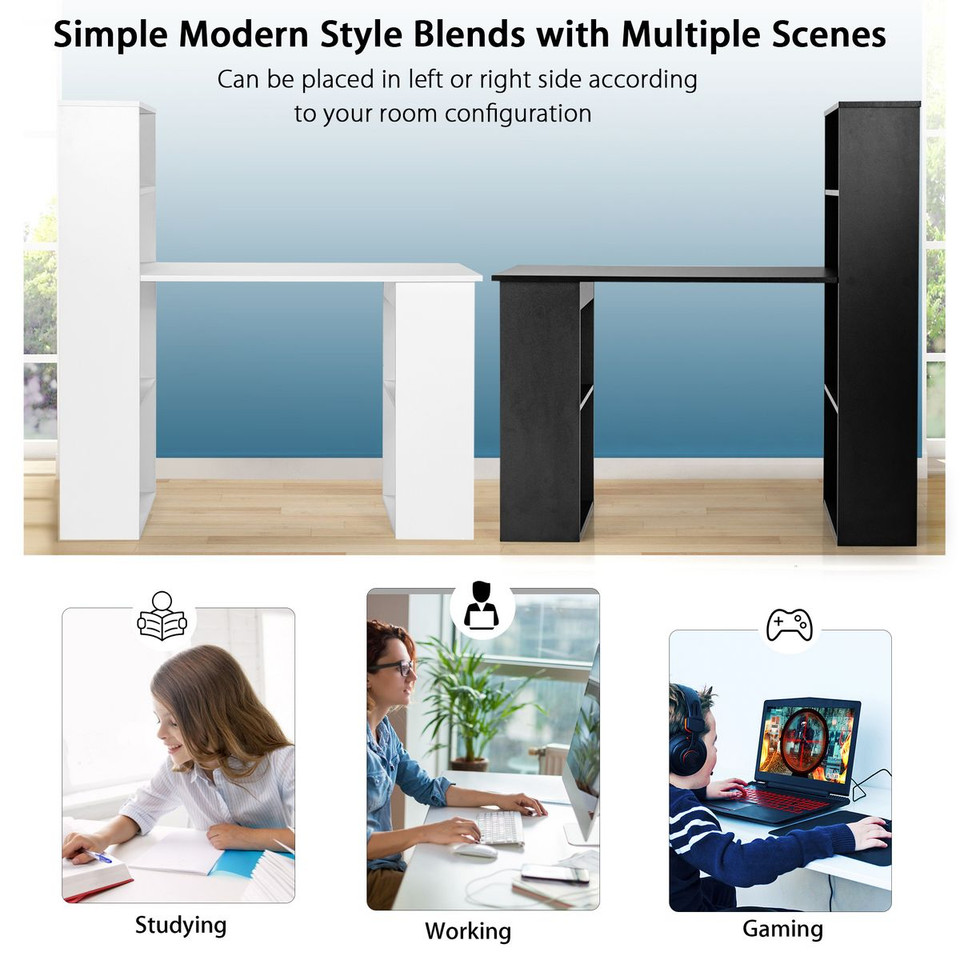 Computer Desk Writing Workstation Office with 6-Tier Storage Shelves product image