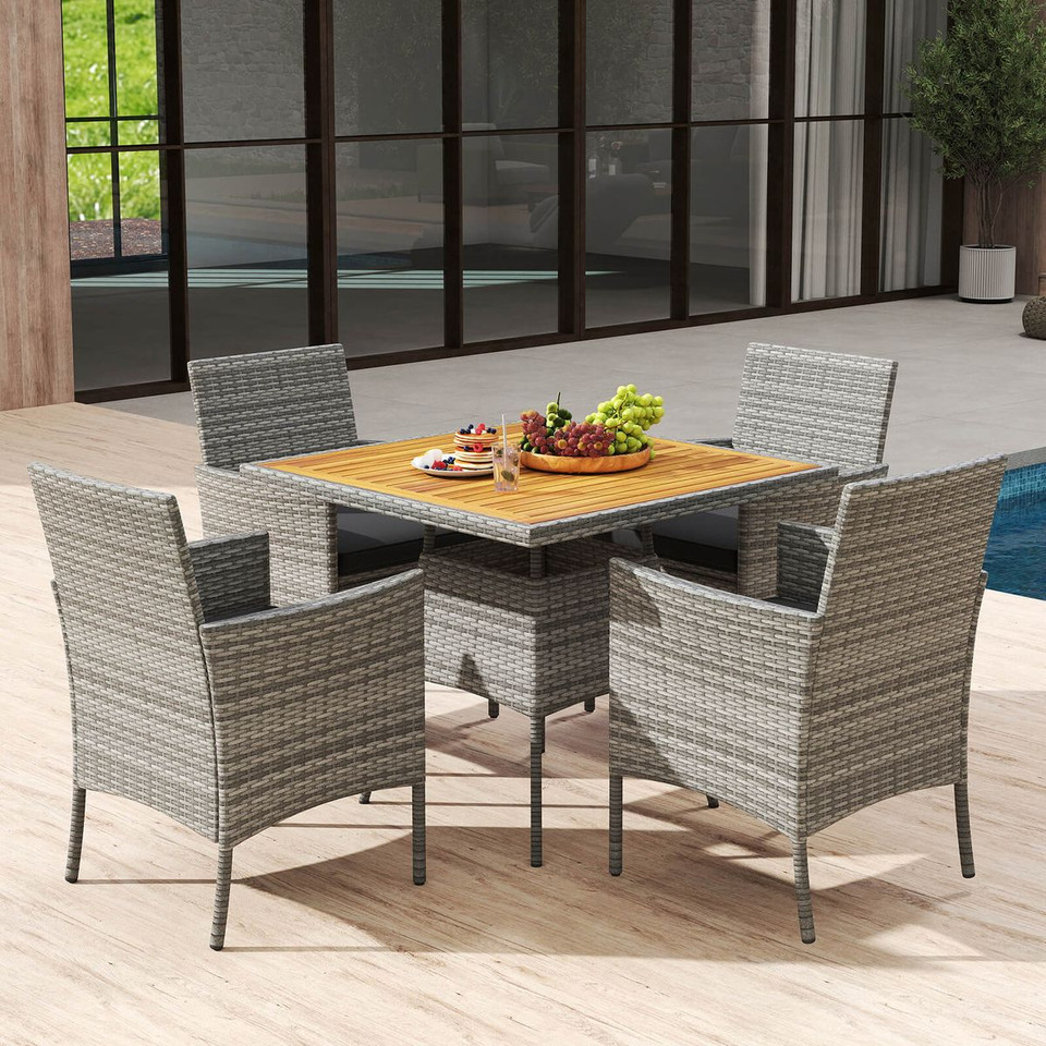 5-Piece PE Wicker Patio Dining Set with 1.97" Umbrella Hole product image