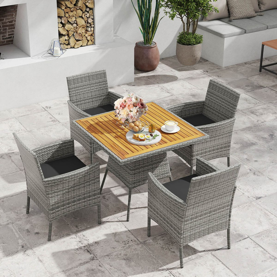 5-Piece PE Wicker Patio Dining Set with 1.97" Umbrella Hole product image