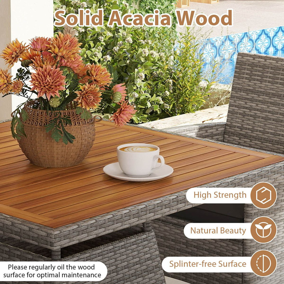 5-Piece PE Wicker Patio Dining Set with 1.97" Umbrella Hole product image