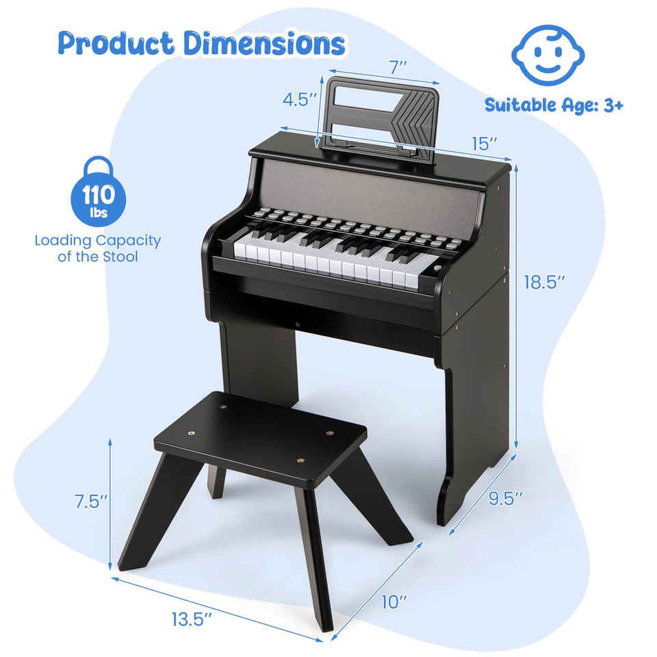 25-Keys Digital Piano with Music Stand and Stool product image
