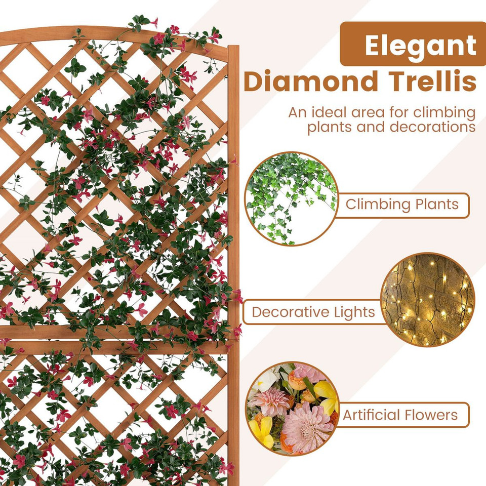 63” Wood Planter Container with Diamond Trellis, Planter Box product image