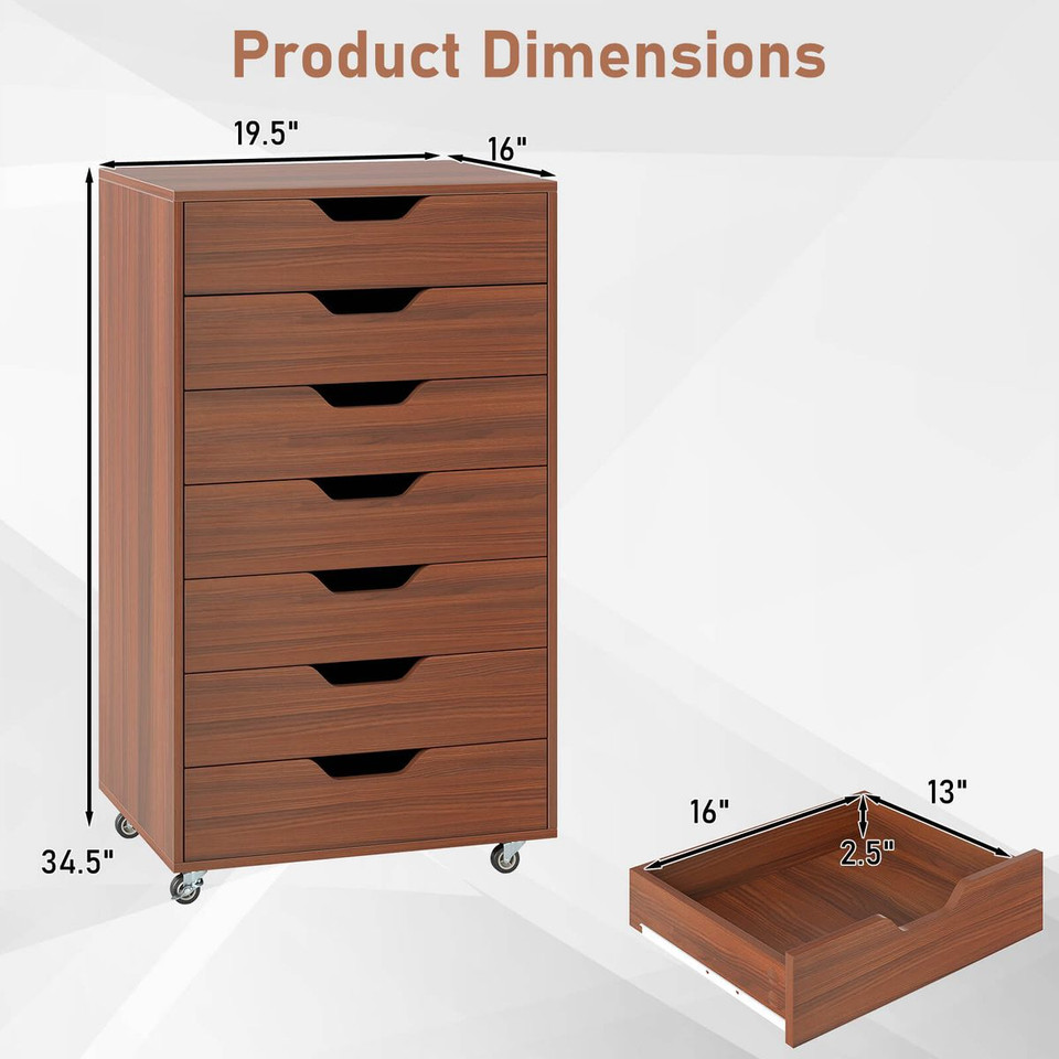 7-Drawer Rolling File Cabinet with Drawers  product image