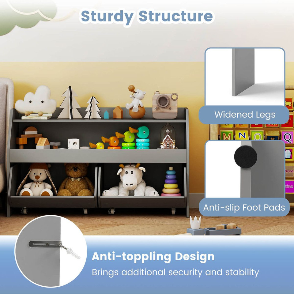 Kids Toy Storage Organizer with 2 Drawers and Wheels product image
