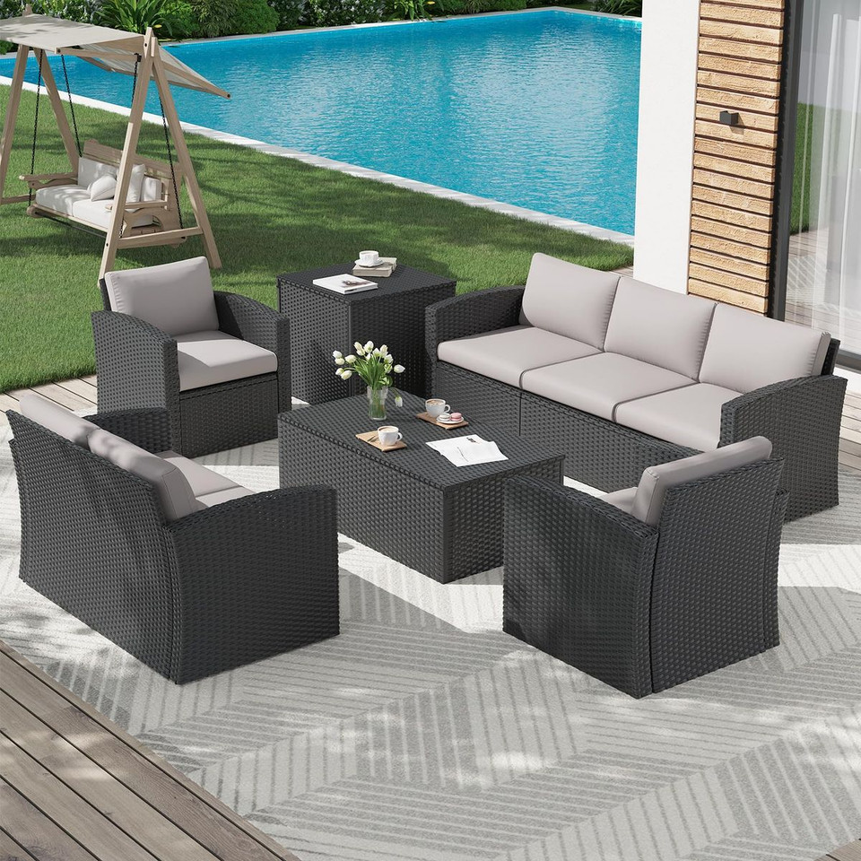 7-Piece Outdoor Patio Furniture Set with Storage Boxes product image