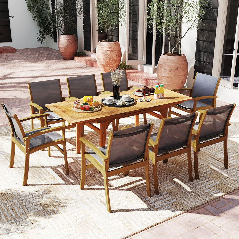 Outdoor Acacia Wood Patio Chairs with Breathable Fabric product image