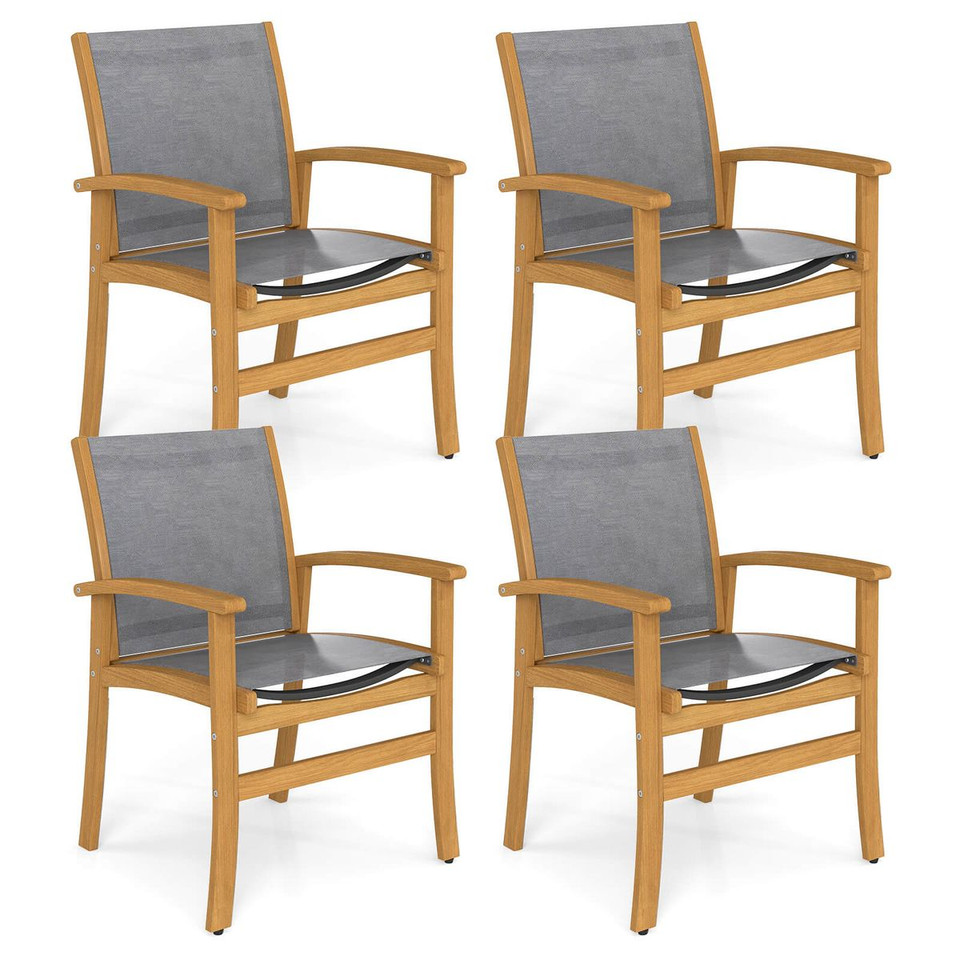 Outdoor Acacia Wood Patio Chairs with Breathable Fabric product image