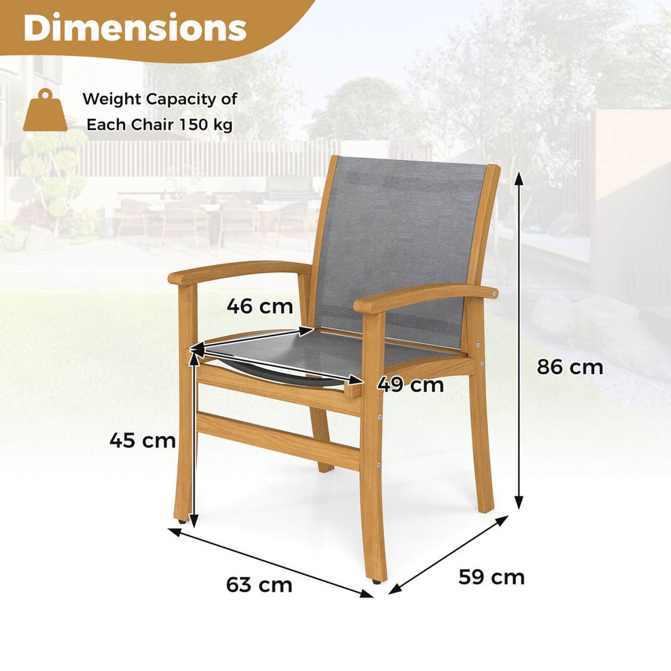 Outdoor Acacia Wood Patio Chairs with Breathable Fabric product image