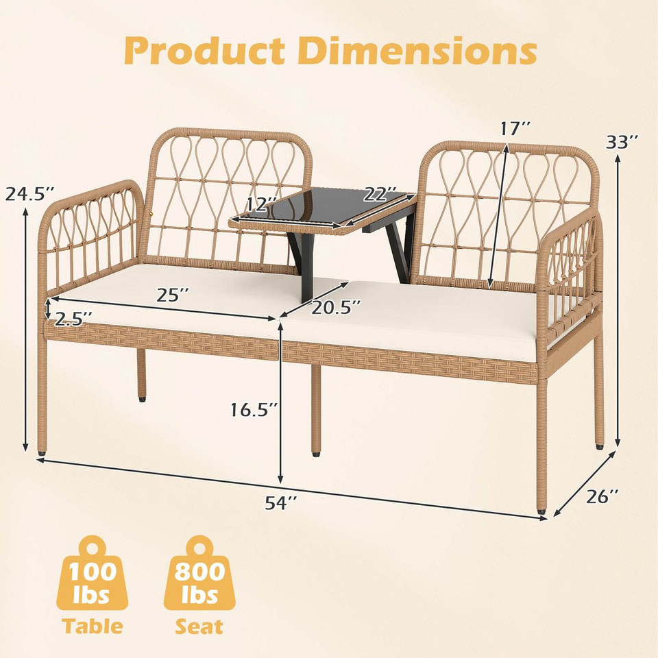 Outdoor Loveseat with Built-In Coffee Table  product image