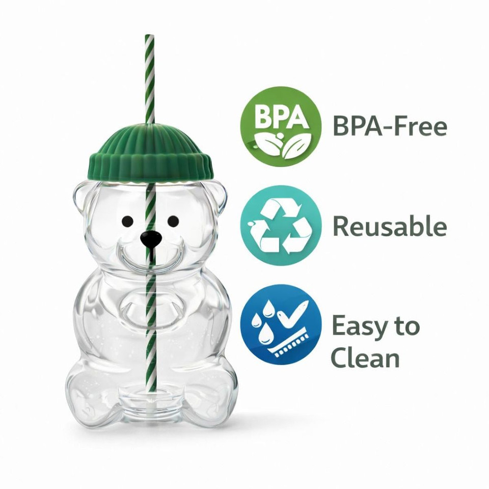 Cute Bear Reusable Cup with Straw product image