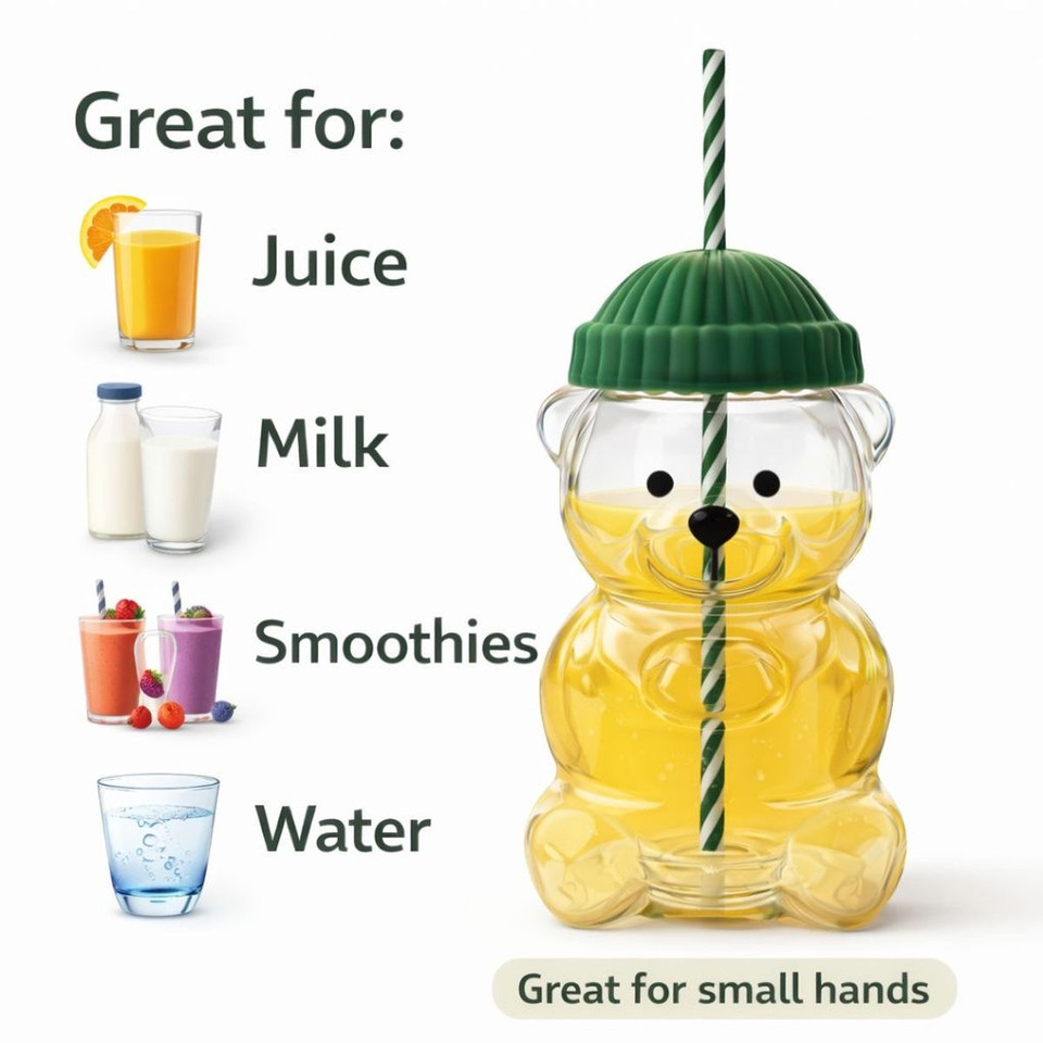 Cute Bear Reusable Cup with Straw product image